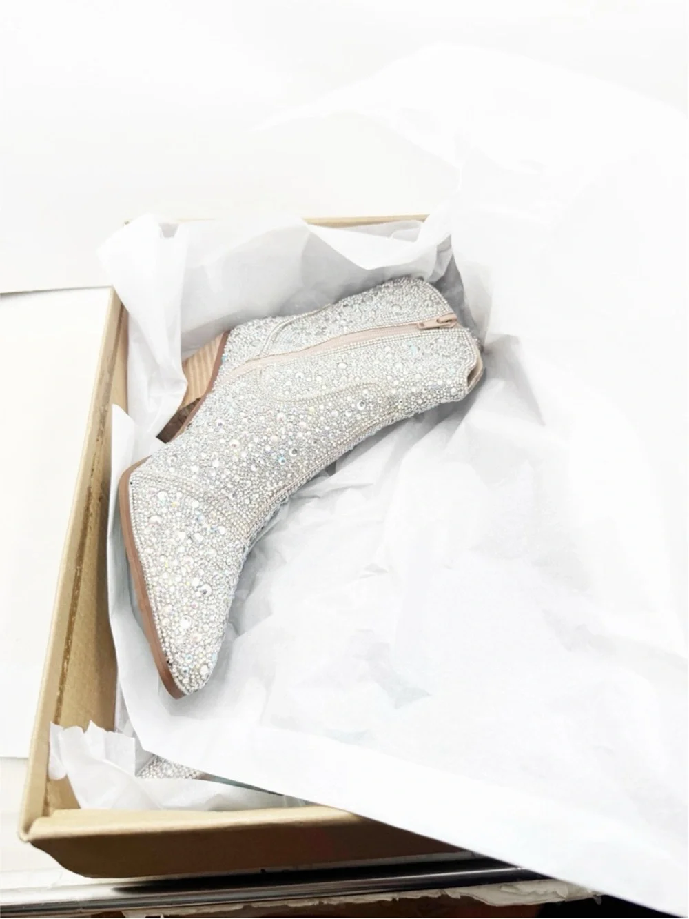 🆕{BETSEY JOHNSON} Blue DIVA Rhinestone Embellished Western Bootie - Picture 12 of 16